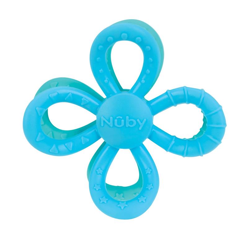 Nuby - Fun Loops Teether Flower Shaped Infant Teething Toy for Babies, Blue & Aqua Image 6