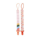 Nuby - Girl 2Pk Printed Fabric Pacifier Clip Holder With Plastic Clip, Peach Image 1