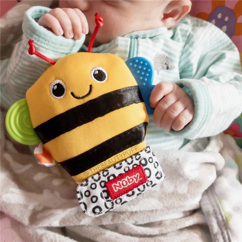 Nuby Happy Handimals Animal Soothing Teething Mitten Bee Image 5