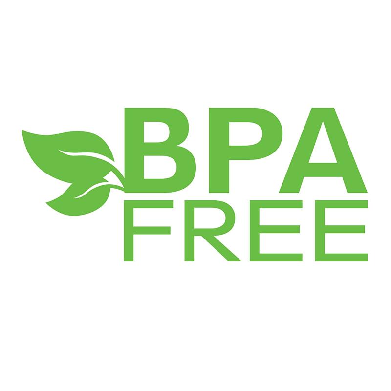 BPA Free logo with green leaves, indicating the product is safe for children.