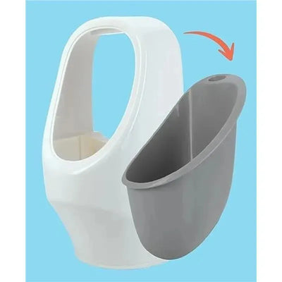 Nuby My Real Urinal Training Toilet features a white base with a grey detachable urinal, designed for potty training.