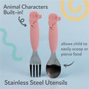 Nuby - Silicone/Stainless Steel Whale Fork & Spoon, Pink Image 3