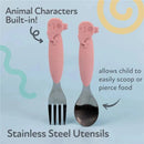 Nuby - Silicone/Stainless Steel Whale Fork & Spoon, Pink Image 3