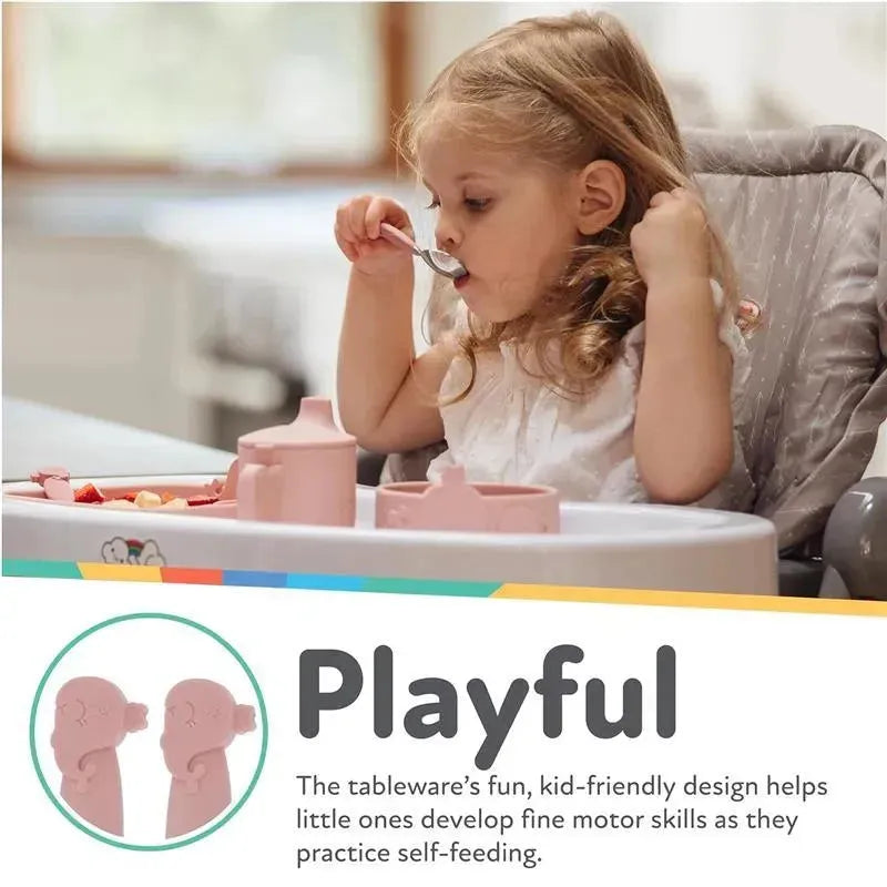 Nuby - Silicone/Stainless Steel Whale Fork & Spoon, Pink Image 6