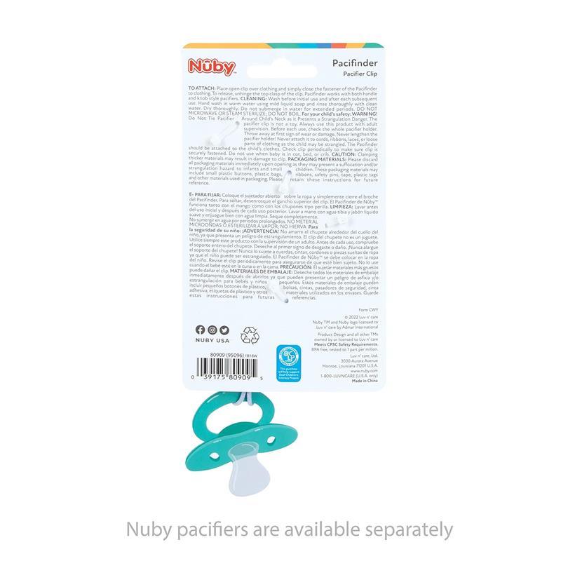 Nuby - Silicone/Wood Beaded Pacifier Clip Holder With Stainless Steel Clip, Bowtie Image 6