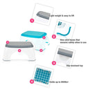 Nuby Step Up Stool in aqua color, featuring a slip-resistant top, non-skid base, and lightweight design, supports up to 800 lbs.