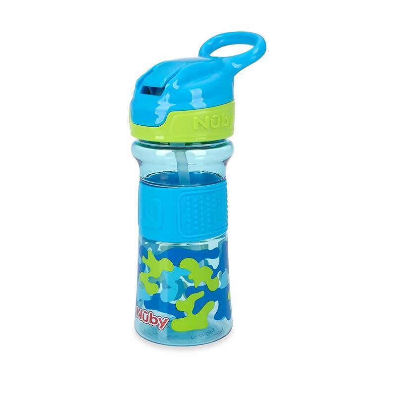 Nuby - Thirsty Kids 12Oz Flip-It Reflex Push Button Soft Spout Cup, Blue Image 1