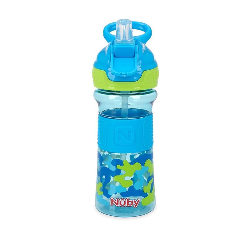 Nuby - Thirsty Kids 12Oz Flip-It Reflex Push Button Soft Spout Cup, Blue Image 3