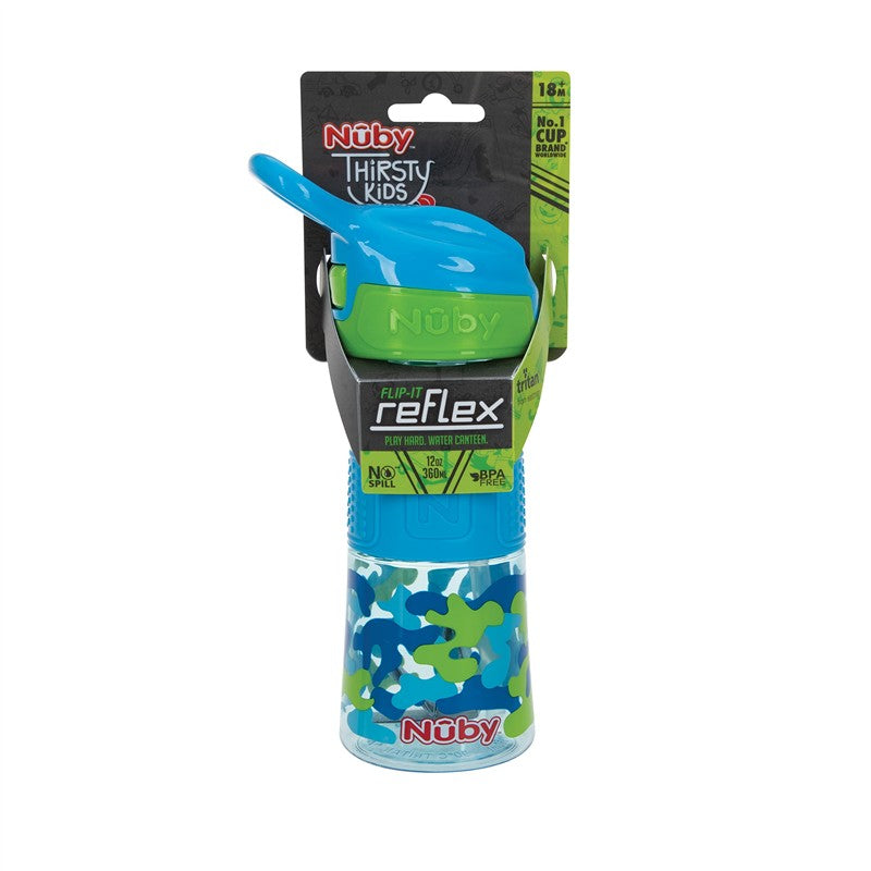 Nuby Flip-It Reflex Travel Cup 12 oz - Aqua Camo Image 5