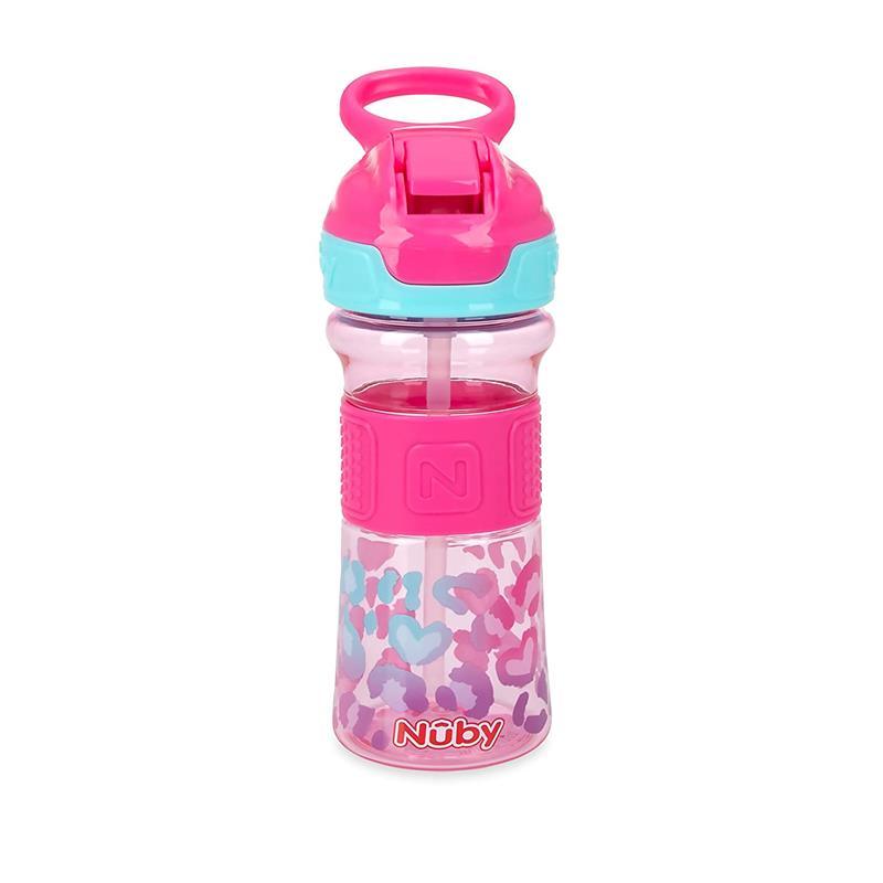 Nuby - Thirsty Kids 12Oz Flip-It Reflex Push Button Soft Spout Cup, Pink Image 3