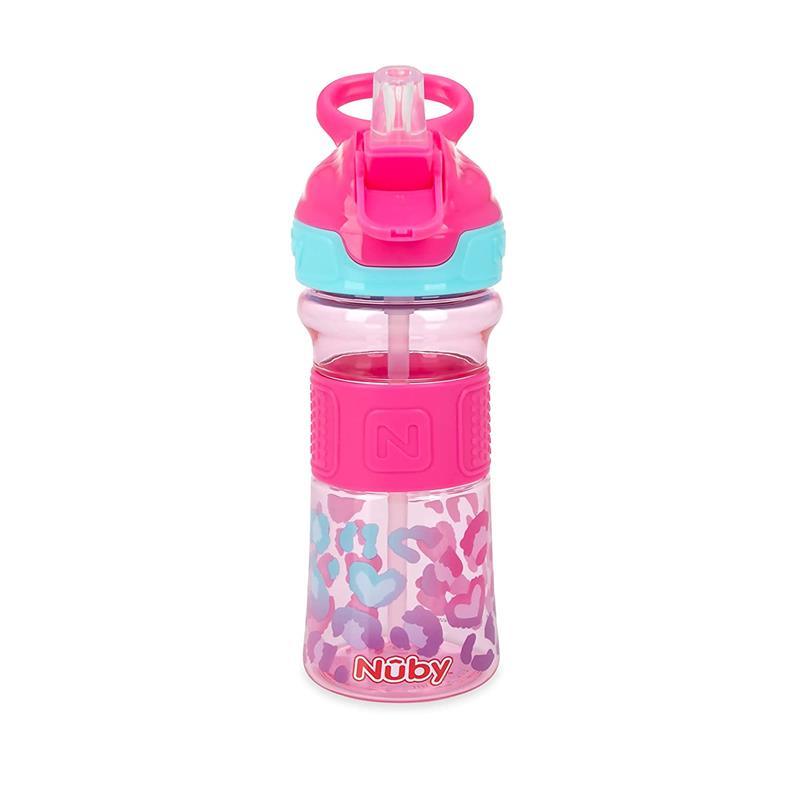 Nuby - Thirsty Kids 12Oz Flip-It Reflex Push Button Soft Spout Cup, Pink Image 4