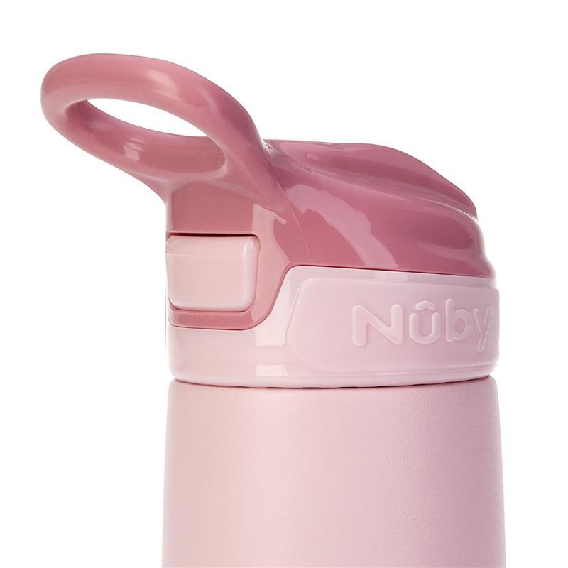 Nuby - Thristy Kids 10 Oz Stainless Steel Flip-It Reflex Cup, Pink Image 3