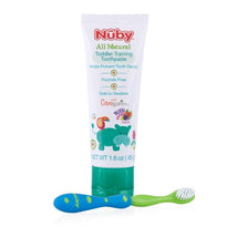 Nuby Toddler Training Toothpaste and Toothbrush, Blue/Green Image 1