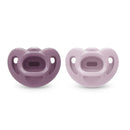 Nuk - 2Pk Girl Comfy 100% Silicone Pacifier, 0/6M, Midnight Lavender Image 1