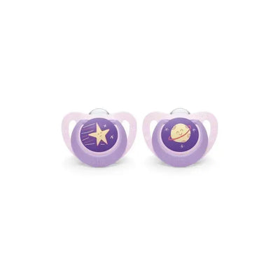 Nuk - Pacifier Genius Size 1, 2 Pk Outer Space Theme, Girl Image 1