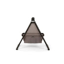 Nuna bassinet with a mesh canopy and a gray fabric base, designed to securely hold infants during rest.
