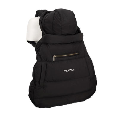 Nuna CUDL™ Series Winter Cover in Caviar, featuring a soft, padded black exterior and a zippered pocket.