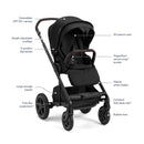 Nuna MIXX Next Stroller With Magnetic Buckle, Caviar/Chocolate