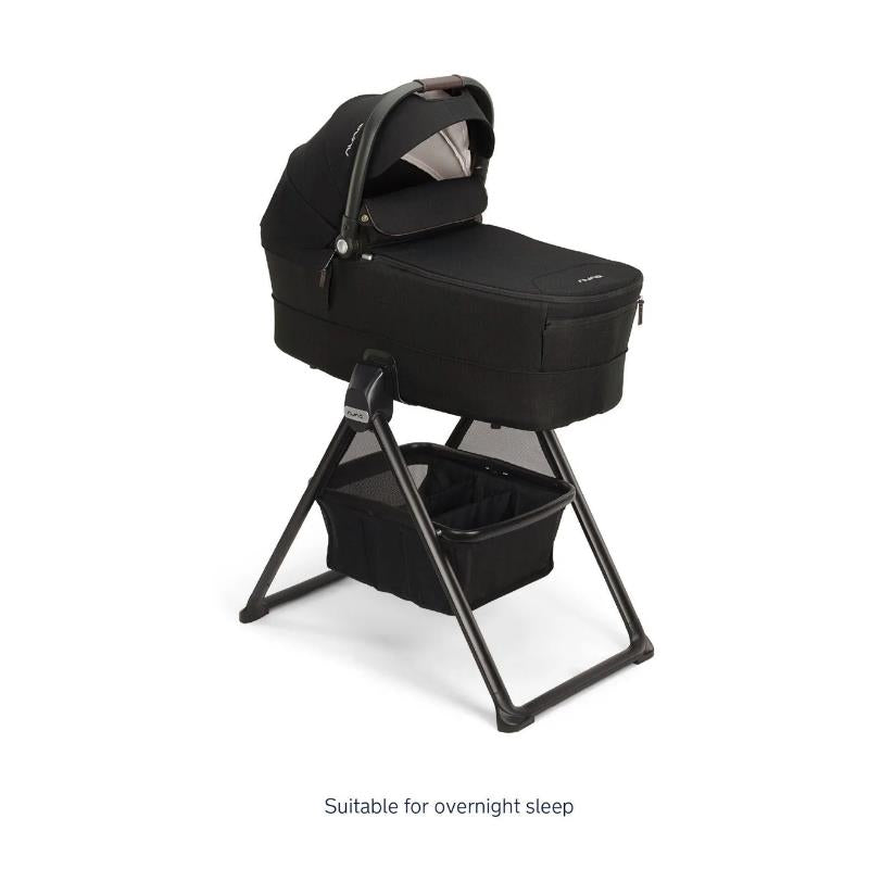 NUNA MIXX SERIES BASSINET & STAND, CAVIAR/CHOCOLATE
