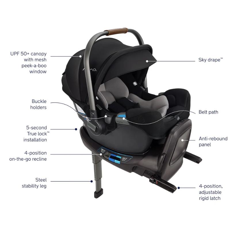 Nuna - PIPA RX Infant Car Seat + RELX Base with Load Leg, Caviar Image 2