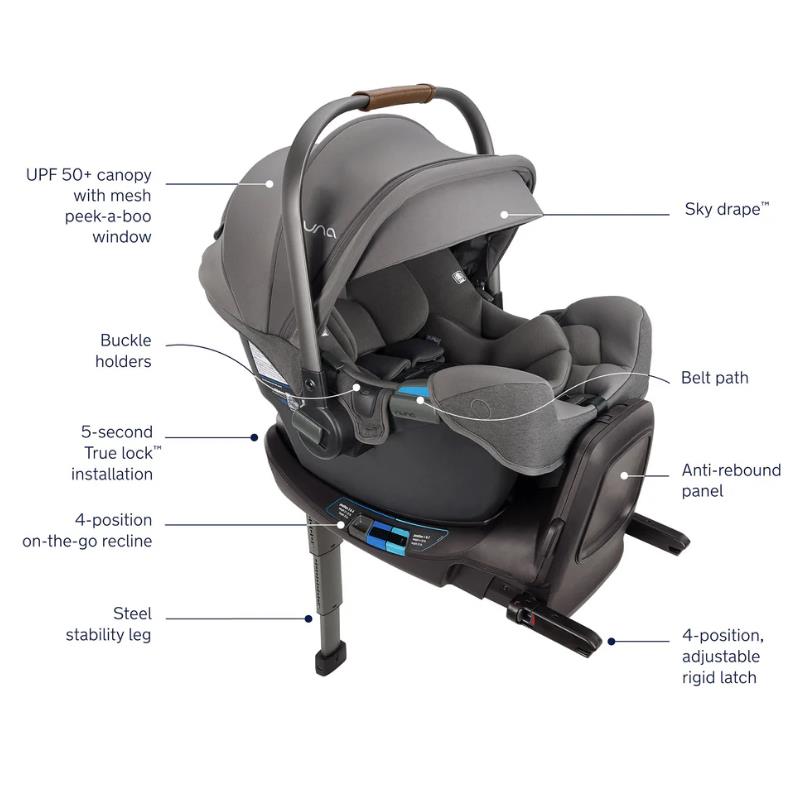 Nuna - PIPA RX Infant Car Seat + RELX Base with Load Leg, Granite Image 2