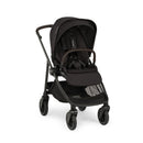 Nuna Swiv stroller in black with a sleek frame and comfortable seating, designed for easy mobility and style.