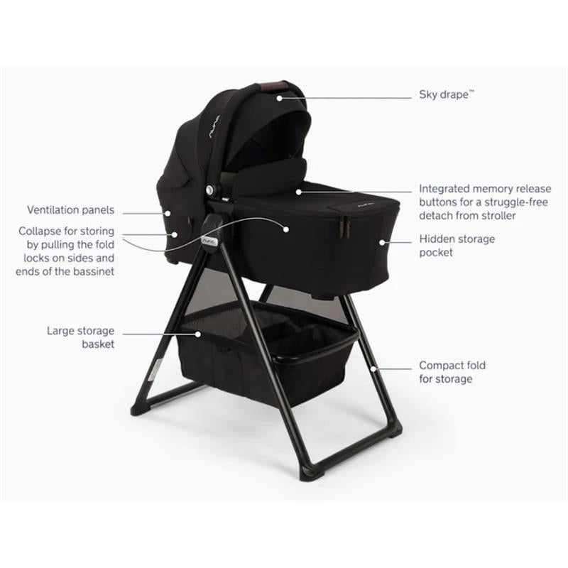 Nuna Swiv™ & Triv™ Series Bassinet + Stand, Caviar/Chocolate Image 6