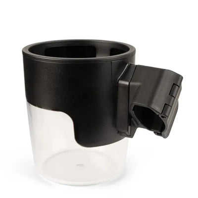 Nuna TAVO™ Series Cup Holder, featuring a black top and clear base, designed to attach securely to stroller frames.
