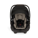 Travel system bundle featuring Nuna Triv Lx stroller and Pipa Aire infant car seat in caviar color, showcasing safety and comfort features.