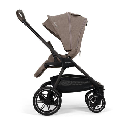 Nuna Triv Lx Single Stroller in Cedar color with a stylish design, adjustable canopy, and spacious storage basket.