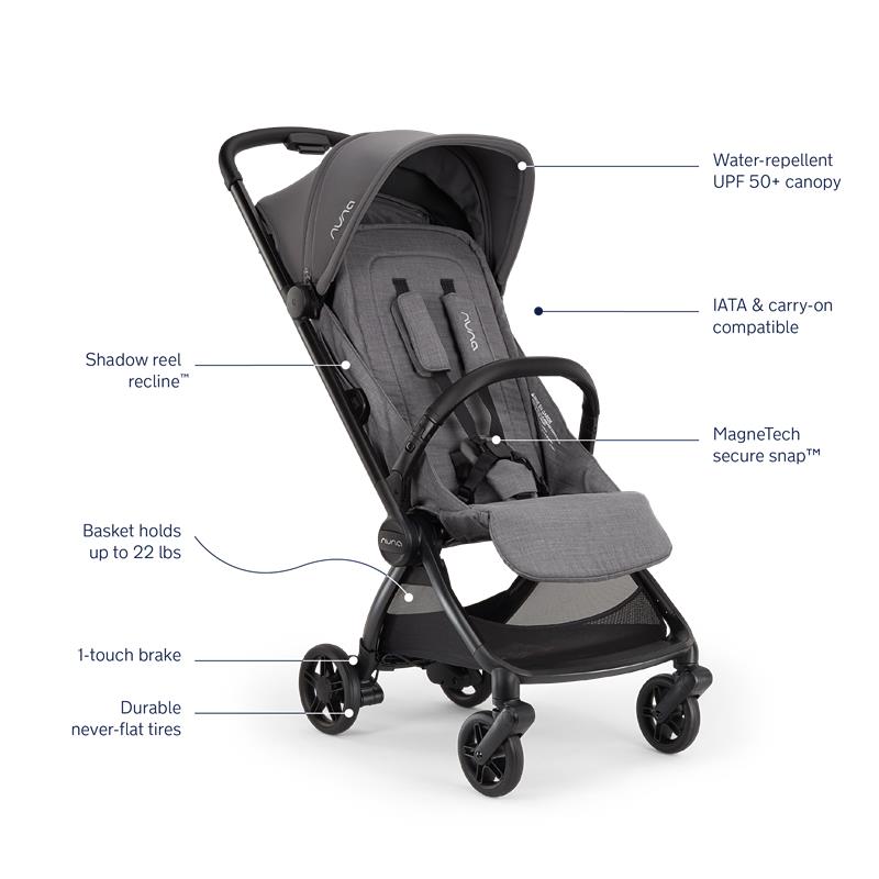 Nuna Viaa Cabn Ultra-Compact Stroller, Pewter