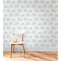 NuWallpaper Brewster Blue Elephant Parade Peel And Stick Wallpaper, Blue Image 1