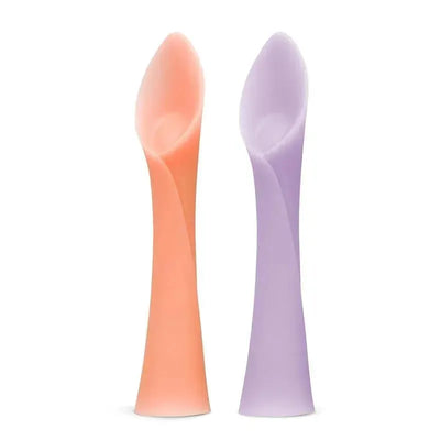 Ola Baby - 100% Silicone Soft-Tip Training Spoon for Baby Led Weaning, 2pack, Coral/Lilac Image 1