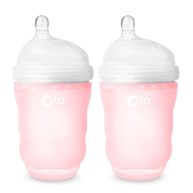Ola Baby - 8Oz 2Pk Baby Girl Gentle Bottle, Rose Image 1