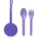 OmieBox - 2Pk Plastic Reusable Fork & Spoon Silverware with Pod for Kids, Purple Plum Image 1