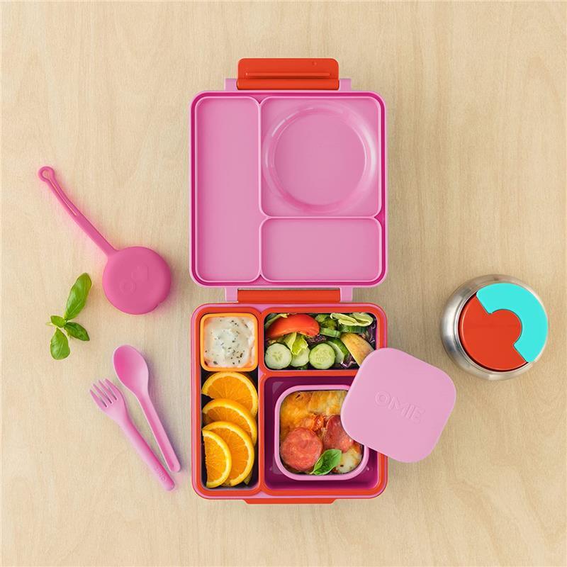  OmieBox Kids Utensils Set with Case - 2 Piece Plastic, Reusable  Fork and Spoon Silverware with Pod for Kids (Bubble Pink) : Baby