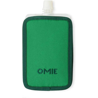Freezable insulated sleeve for the OmieBox, featuring a green exterior and a white spout.
