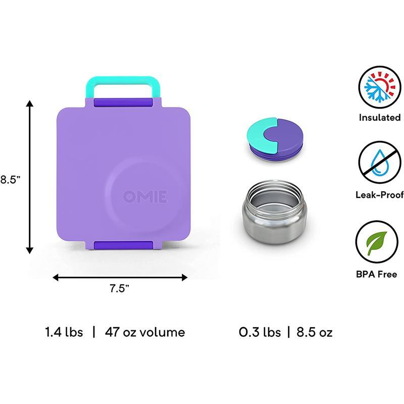 Omie Box - Insulated Bento Box with Leak Proof Thermos Food Jar, Purple Plum Image 5