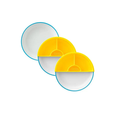 Omie - Toddler Plate With Divider, Blue | 3 plates & 2 dividers Image 1