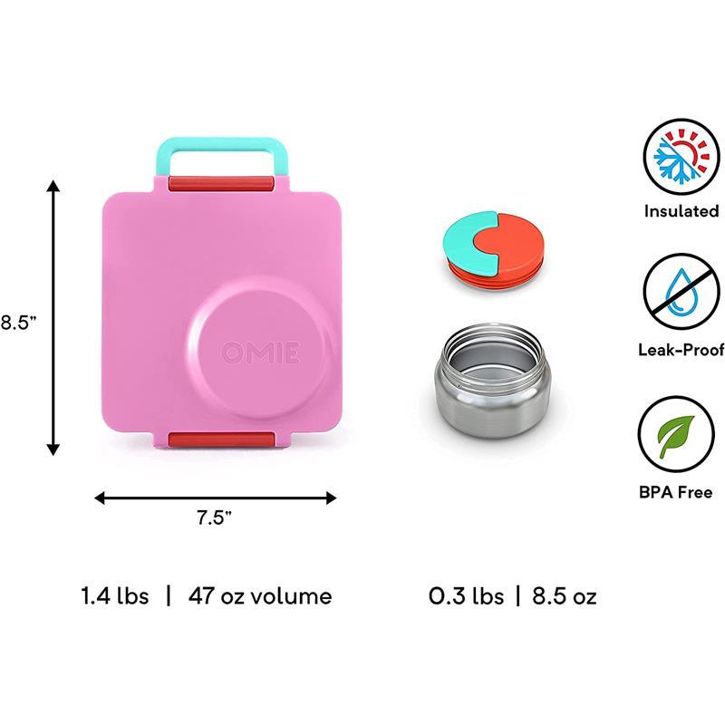 Omie Box - Insulated Bento Box with Leak Proof Thermos Food Jar, Pink Berry Image 3
