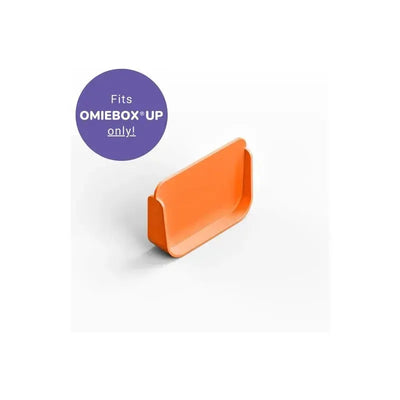OmieBox Up Divider in orange, designed to fit the OmieBox Up. The product features a curved edge and a deep compartment.