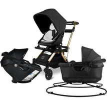 Orbit - Stroll, Sleep, & Ride Travel System (Stroller Frame + Stroller Seat + Bassinet + Car Seat), Black/Gold Image 1