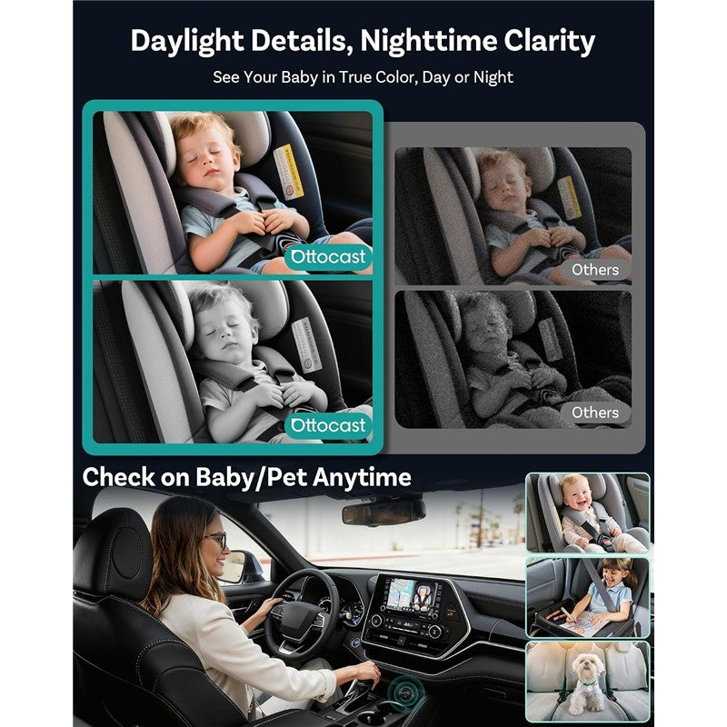 OTTOCAST Cabin Care Car Adapter with Baby Car Camera, Wireless CarPlay Display on CarScreen 2026, Plug-and-Play 1080P HD Rear Seat Baby Monitor Image 7
