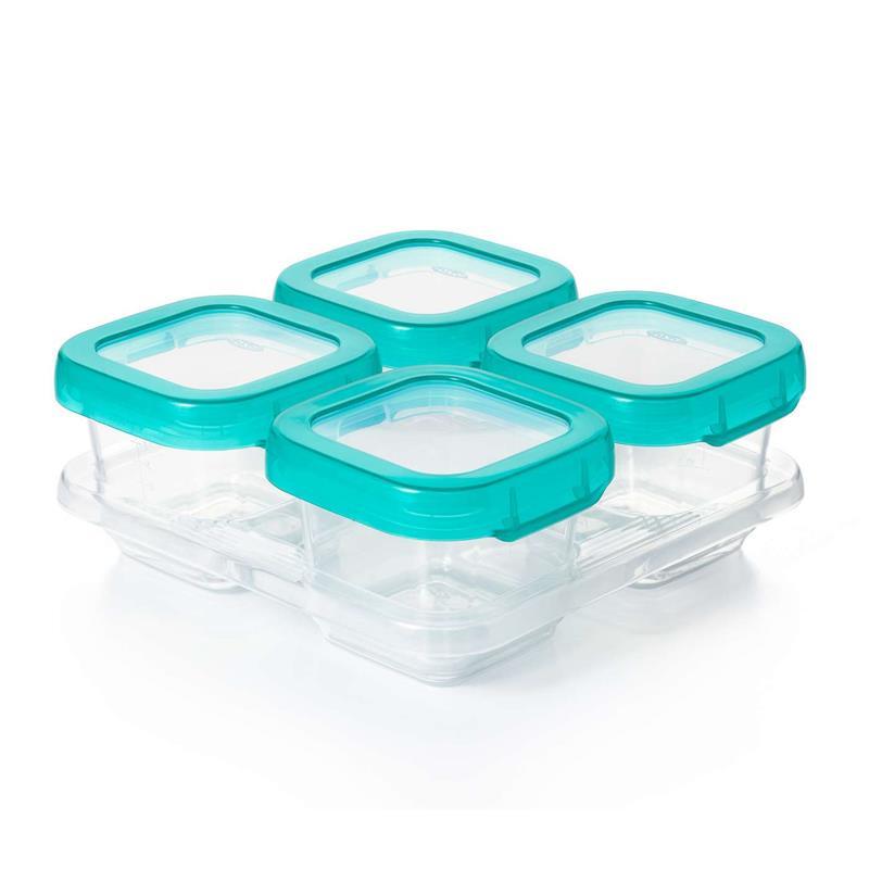 OXO Tot Baby Blocks Freezer Storage Containers 6 oz - Teal Image 1