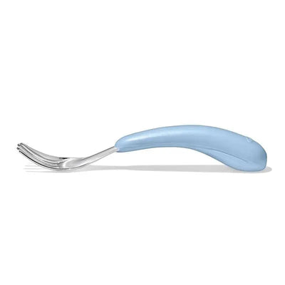 Fork and spoon set for toddlers in dusk blue, featuring a contoured grip for easy handling.