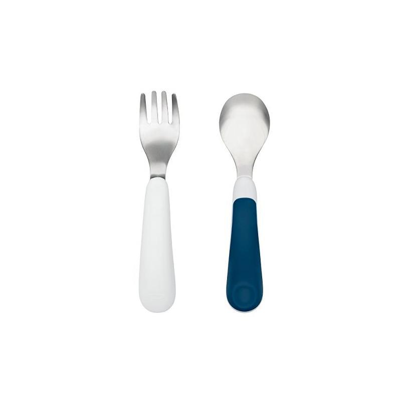 Oxo - Tot Fork And Spoon Set, Navy Image 1