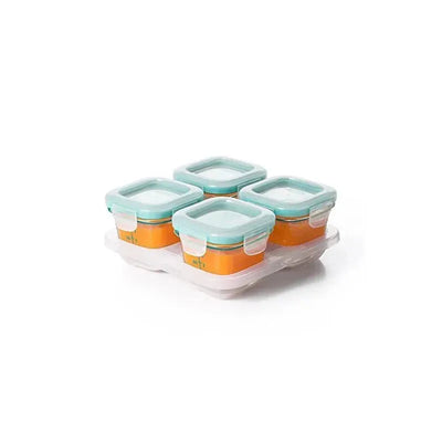 OXO Tot Glass Baby Blocks 4 oz - Teal Image 1