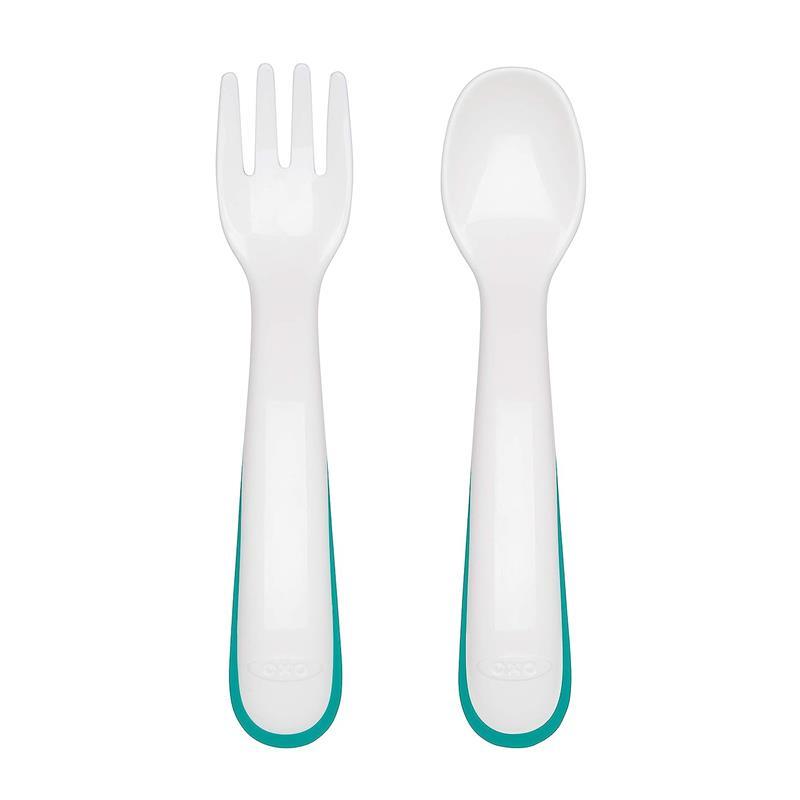 OXO - Tot On The Go Fork & Spoon Training Set, Teal Image 2