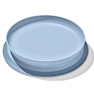 OXO Tot Stick and Stay Suction Plate in dusk color, featuring a deep, sturdy design ideal for toddlers.
