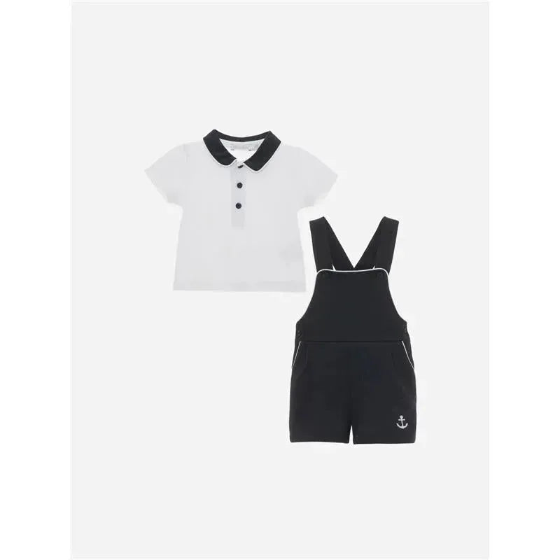 Patachou - Baby Boy White Piquet T-Shirt And Navy Piquet Shorts Image 1